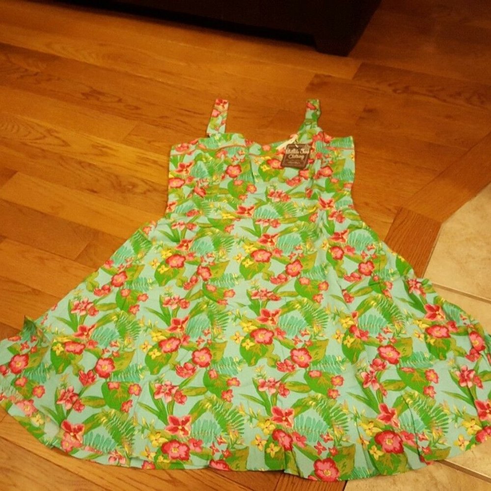 MATILDA JANE WOMENS GREEN FLORAL DRESS SIZE 8 NEW